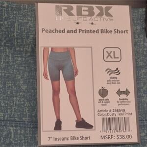RBX | NWT | Women's Peached and Printed Bike Shorts - Dusty Teal | XL